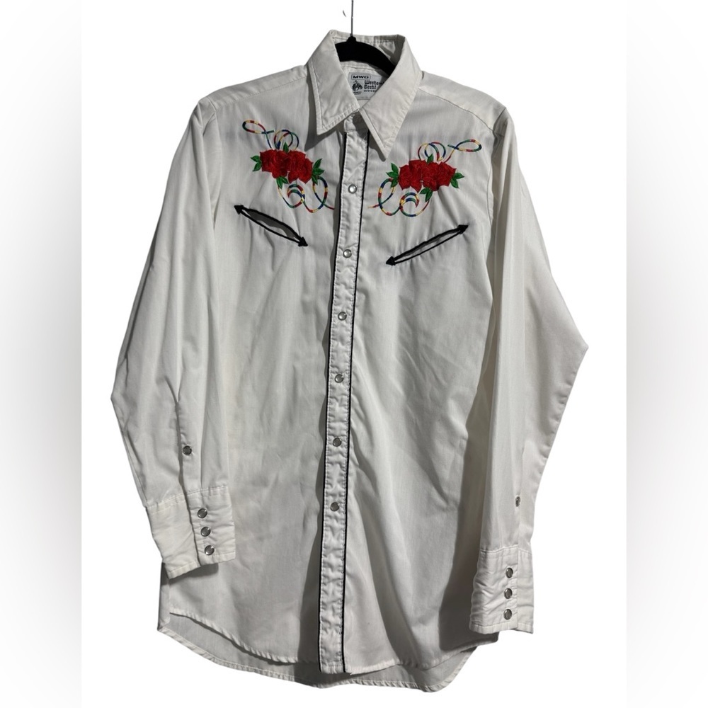 Vintage MWG Western’s Best Cowboy Shirt Medium Made in Winnipeg Extra Long Tail